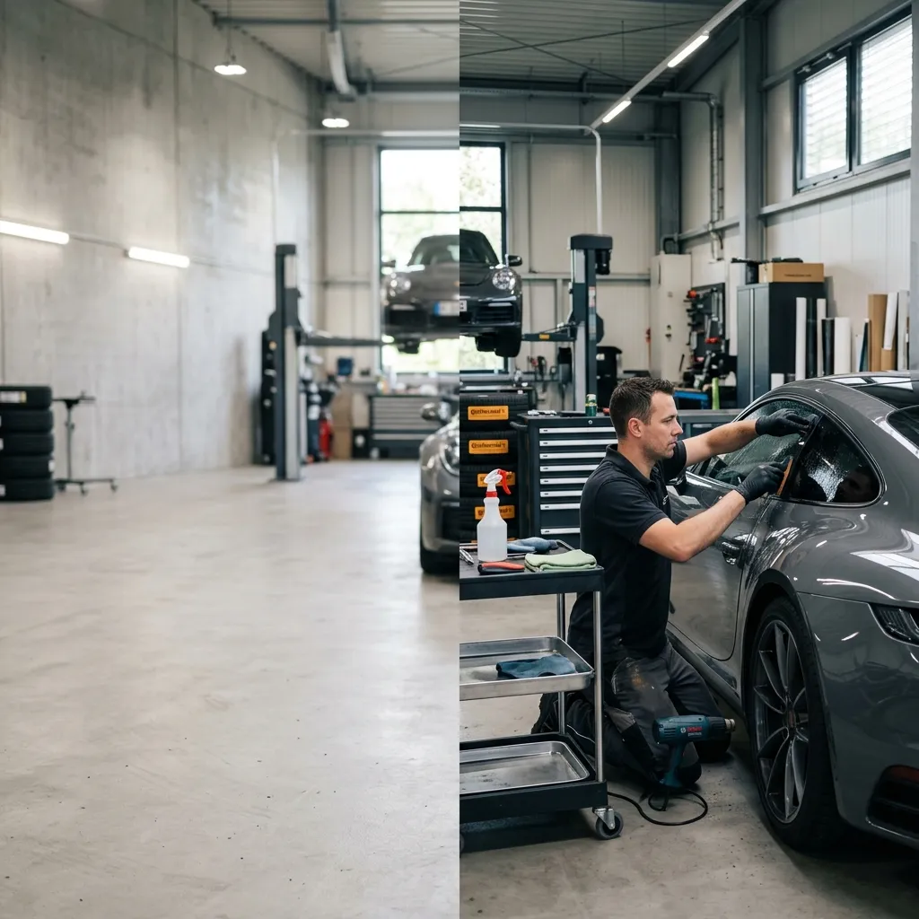 Prozess der professionellen Autoglas-Folierung
