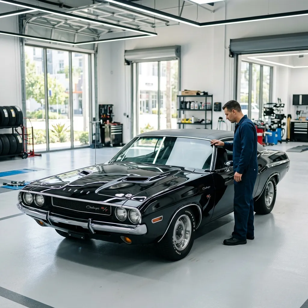 Precise auto glass repair on a luxurious sports car